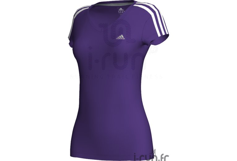 adidas Tee shirt col V Essentials 3S Femme violet 