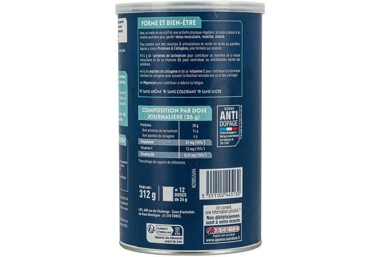 Apurna Prot�ines et Collag�ne 312 g - Neutre