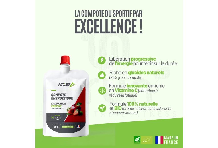 Atlet Compote ?nerg?tique Bio - Pomme et fraise