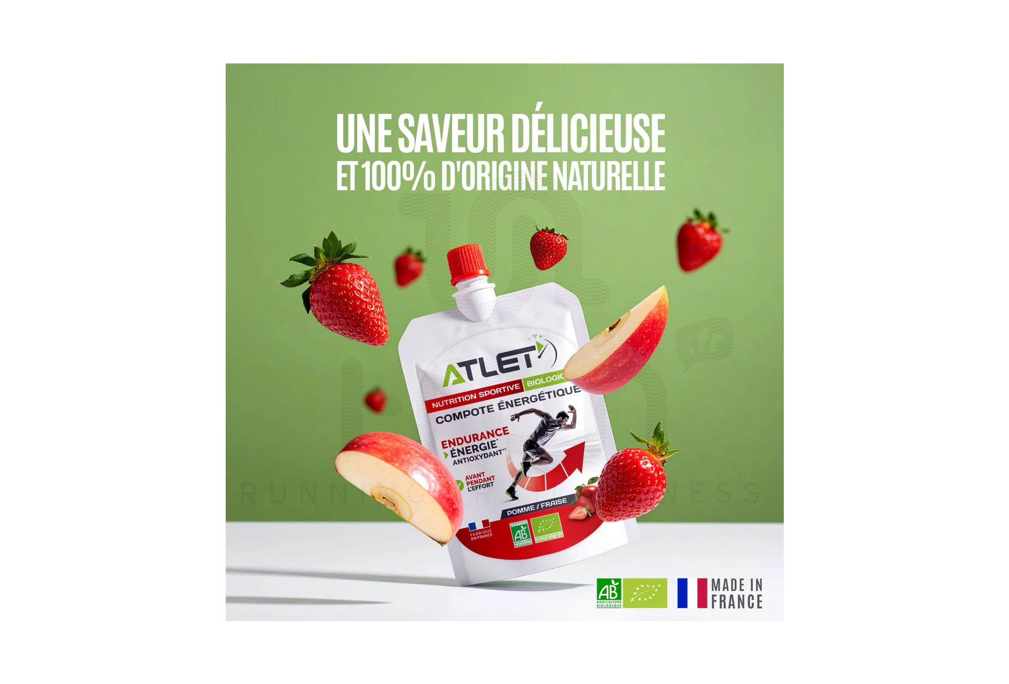 Atlet Compote ?nerg?tique Bio - Pomme et fraise