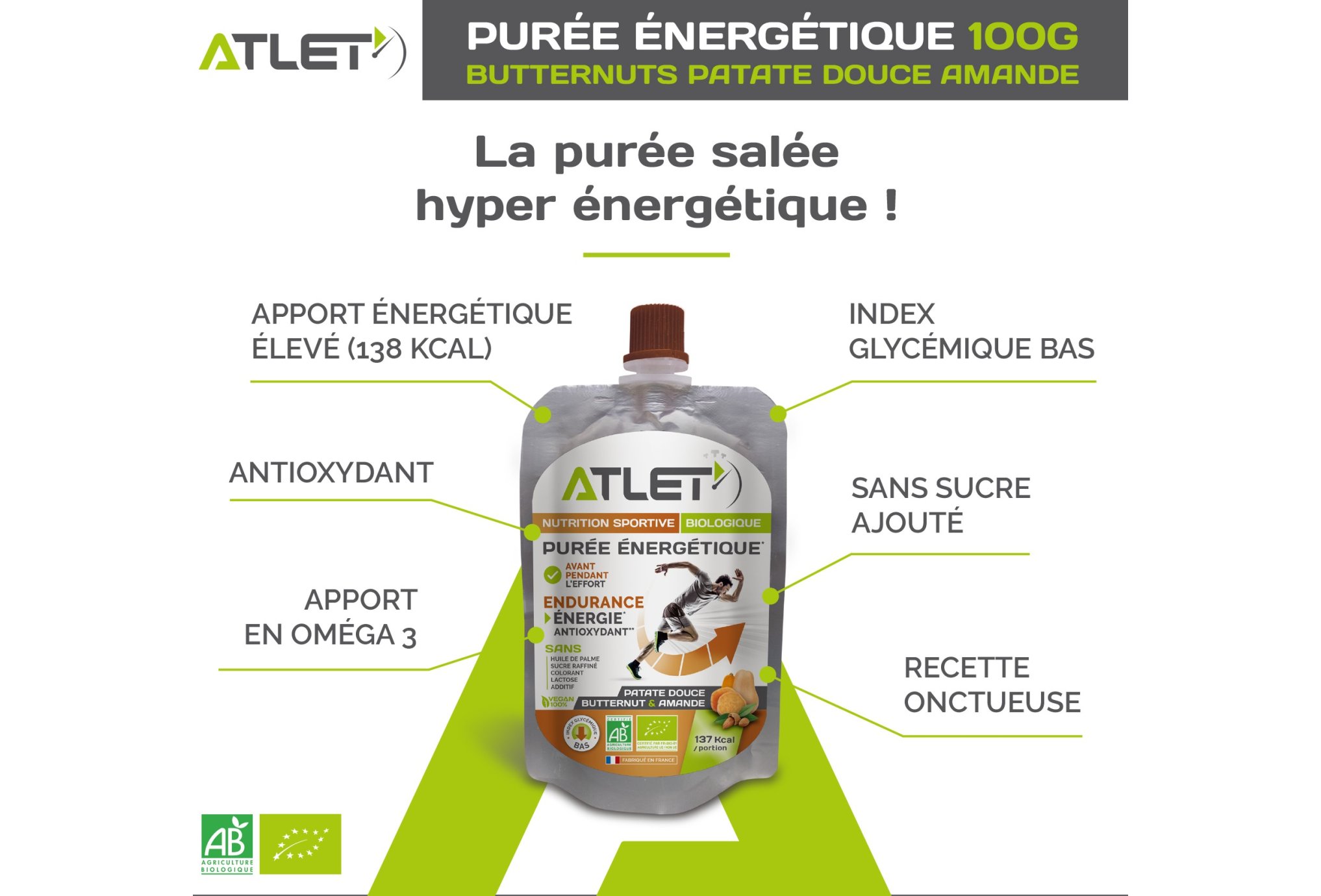 Atlet Pur?e ?nerg?tique Bio - Butternut-Patate Douce-Amande