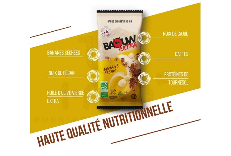 Baouw Bio-Energieriegel Extra - Banane - Pekannuss