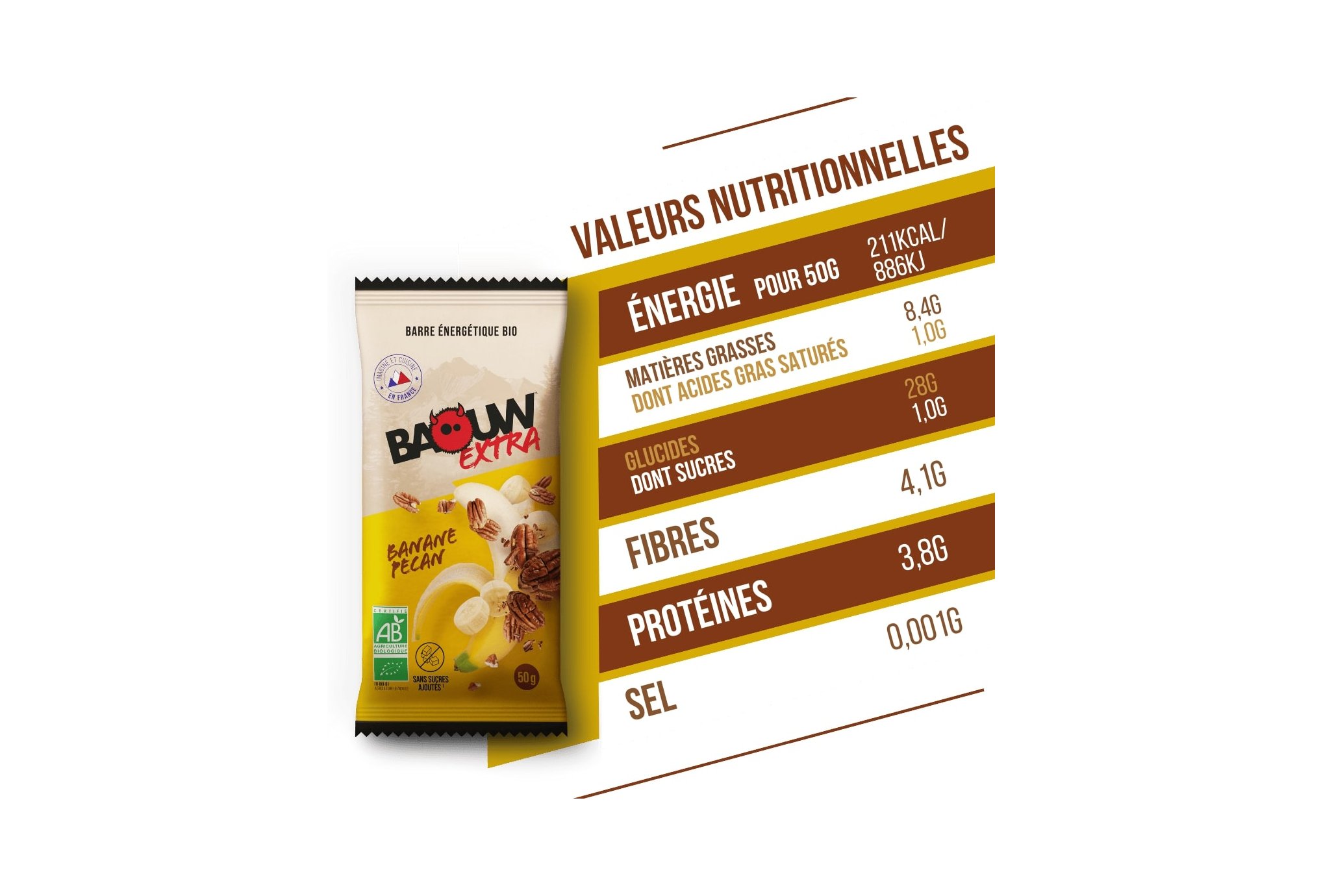 Baouw Barre �nerg�tique bio Extra - Banane - P�can