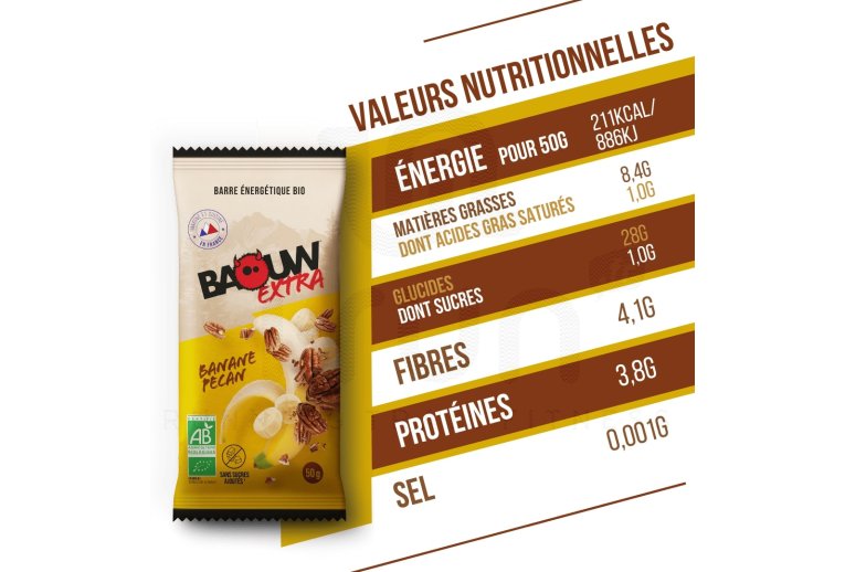 Baouw Barre �nerg�tique bio Extra - Banane - P�can 