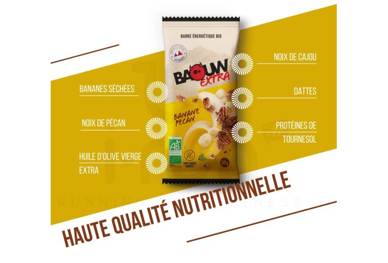 Baouw Barre �nerg�tique bio Extra - Banane - P�can