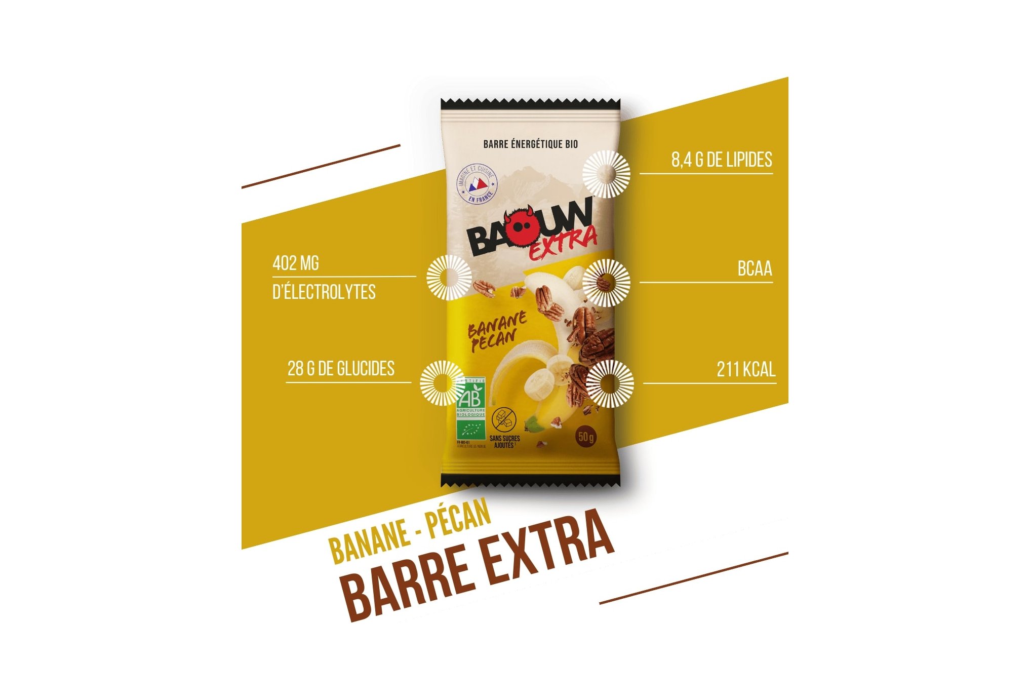 Baouw Barre �nerg�tique bio Extra - Banane - P�can