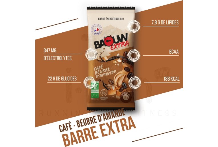Baouw Barre �nerg�tique bio Extra - Caf� - Beurre d'amande