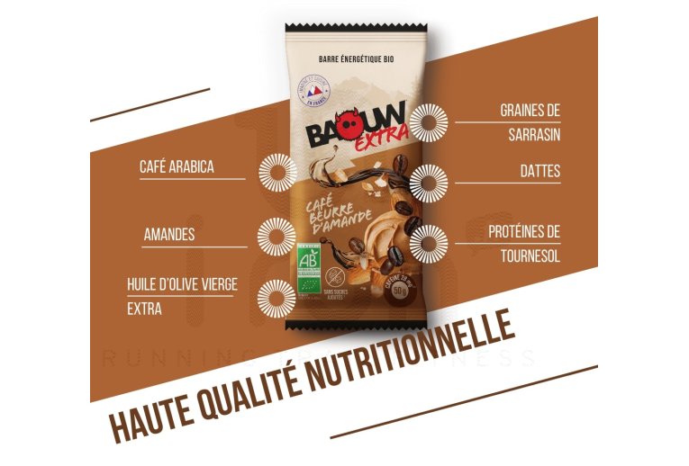 Baouw Barre �nerg�tique bio Extra - Caf� - Beurre d'amande