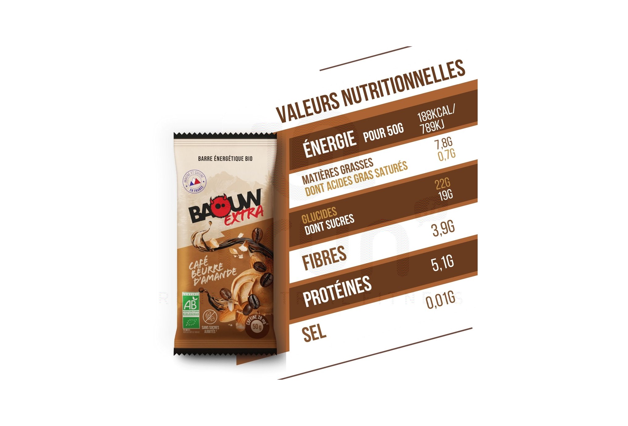 Baouw Barre �nerg�tique bio Extra - Caf� - Beurre d