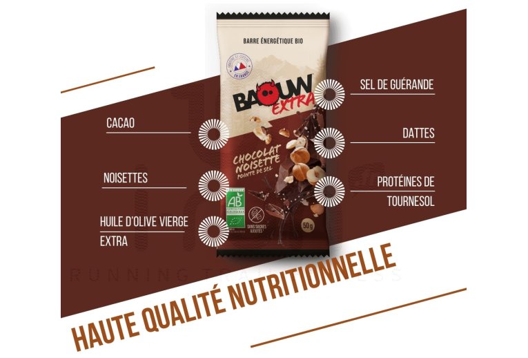 Baouw Barre ?nerg?tique bio Extra - Chocolat - Noisette