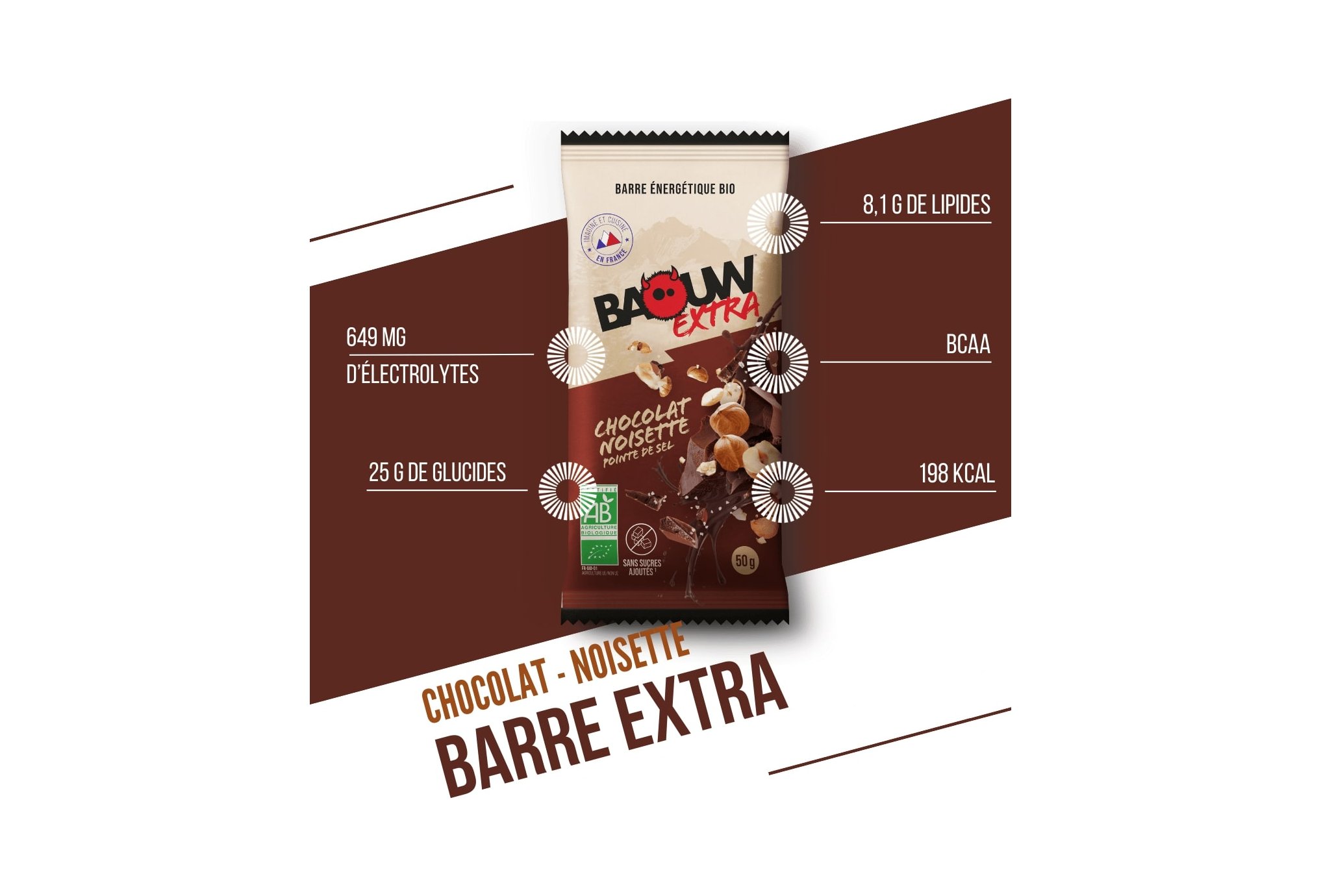 Baouw Barre ?nerg?tique bio Extra - Chocolat - Noisette