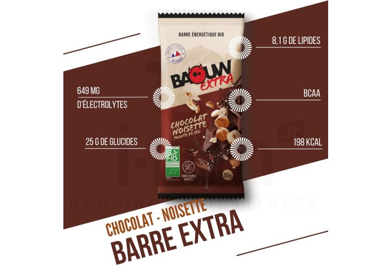 Baouw Barre ?nerg?tique bio Extra - Chocolat - Noisette