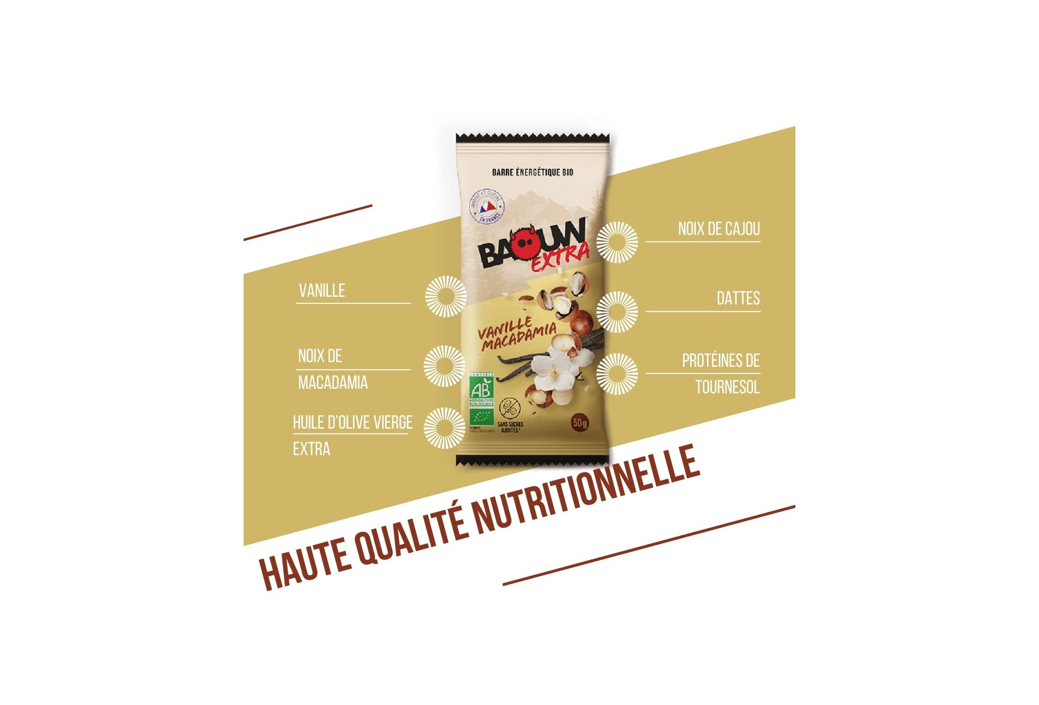 Baouw Barre ?nerg?tique bio Extra - Vanille - Macadamia