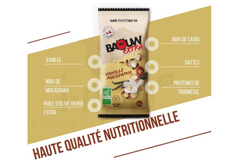 Baouw Barre ?nerg?tique bio Extra - Vanille - Macadamia