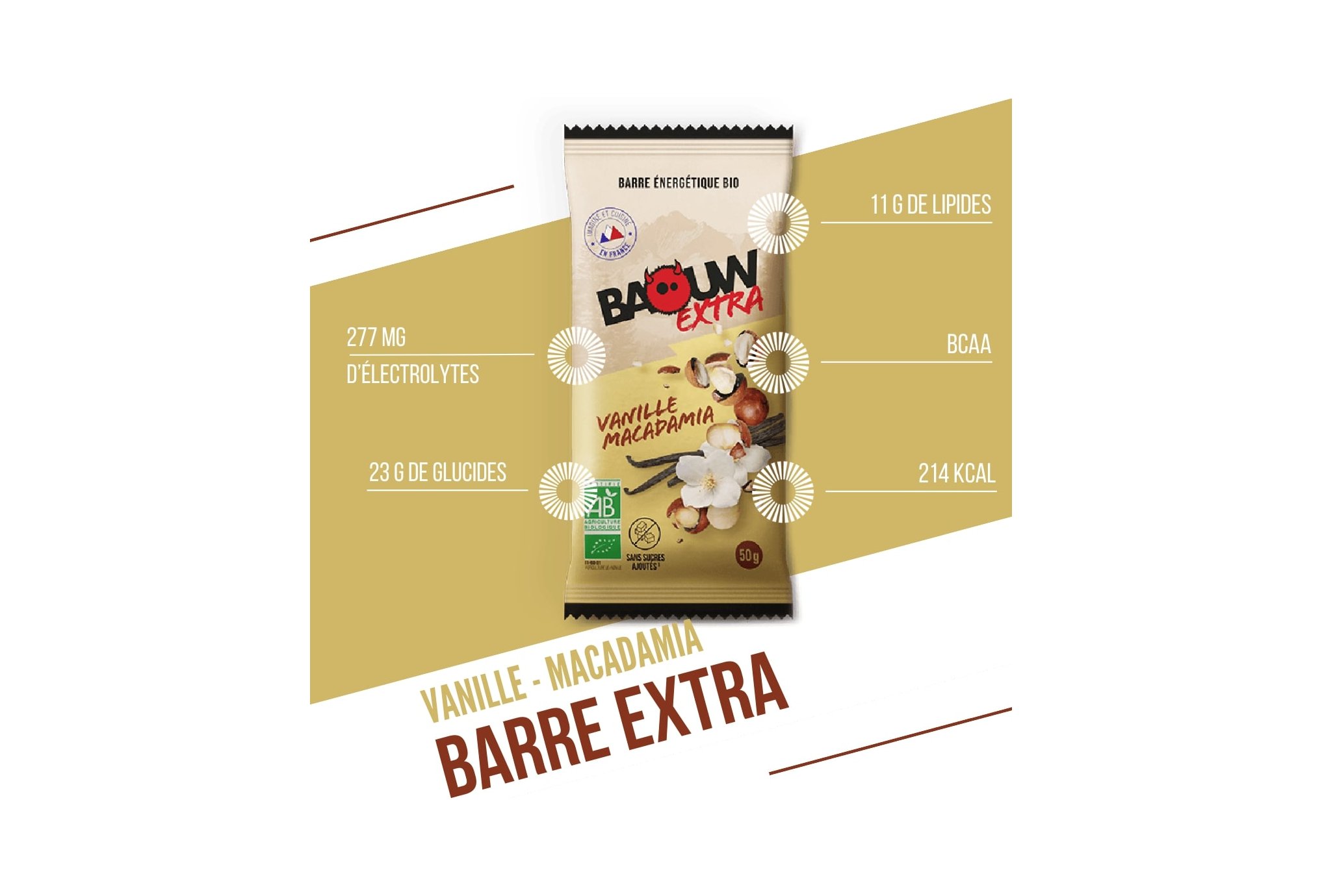 Baouw Barre ?nerg?tique bio Extra - Vanille - Macadamia