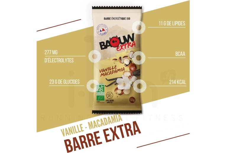 Baouw Barre ?nerg?tique bio Extra - Vanille - Macadamia