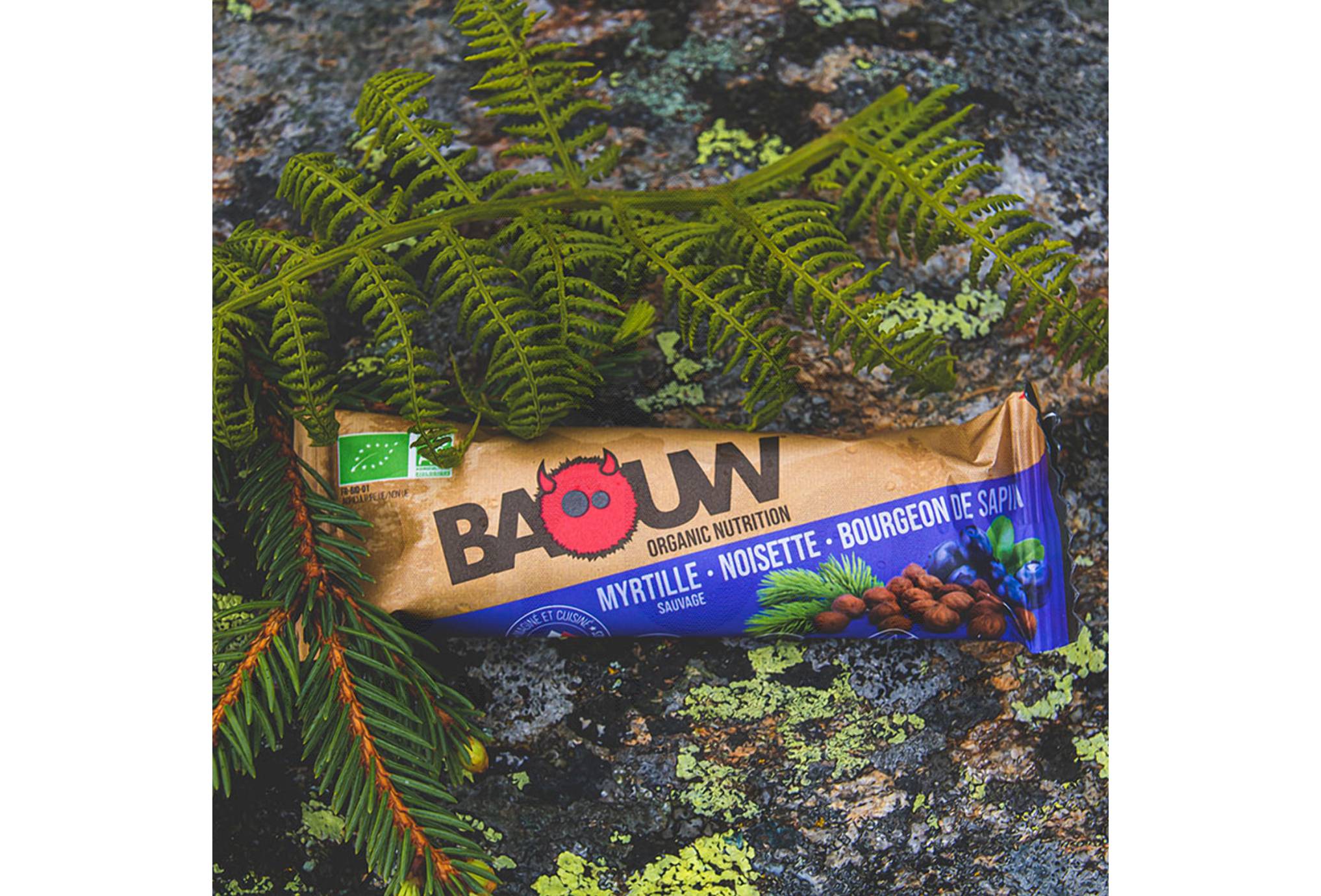 Baouw Barre nutritionnelle bio - Myrtille sauvage - Noisette - Bourgeon de sapin