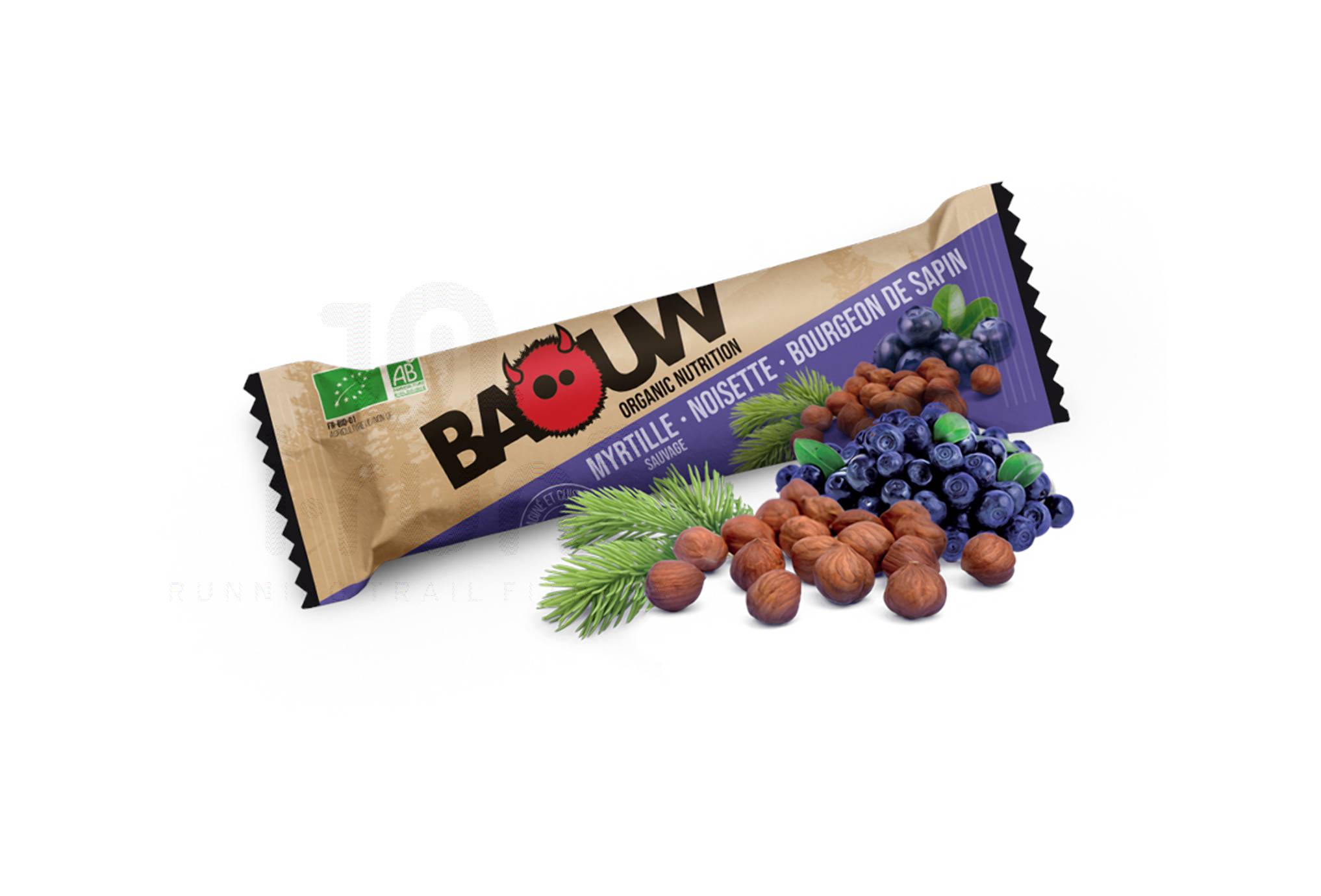 Baouw Barre nutritionnelle bio - Myrtille sauvage - Noisette - Bourgeon de sapin