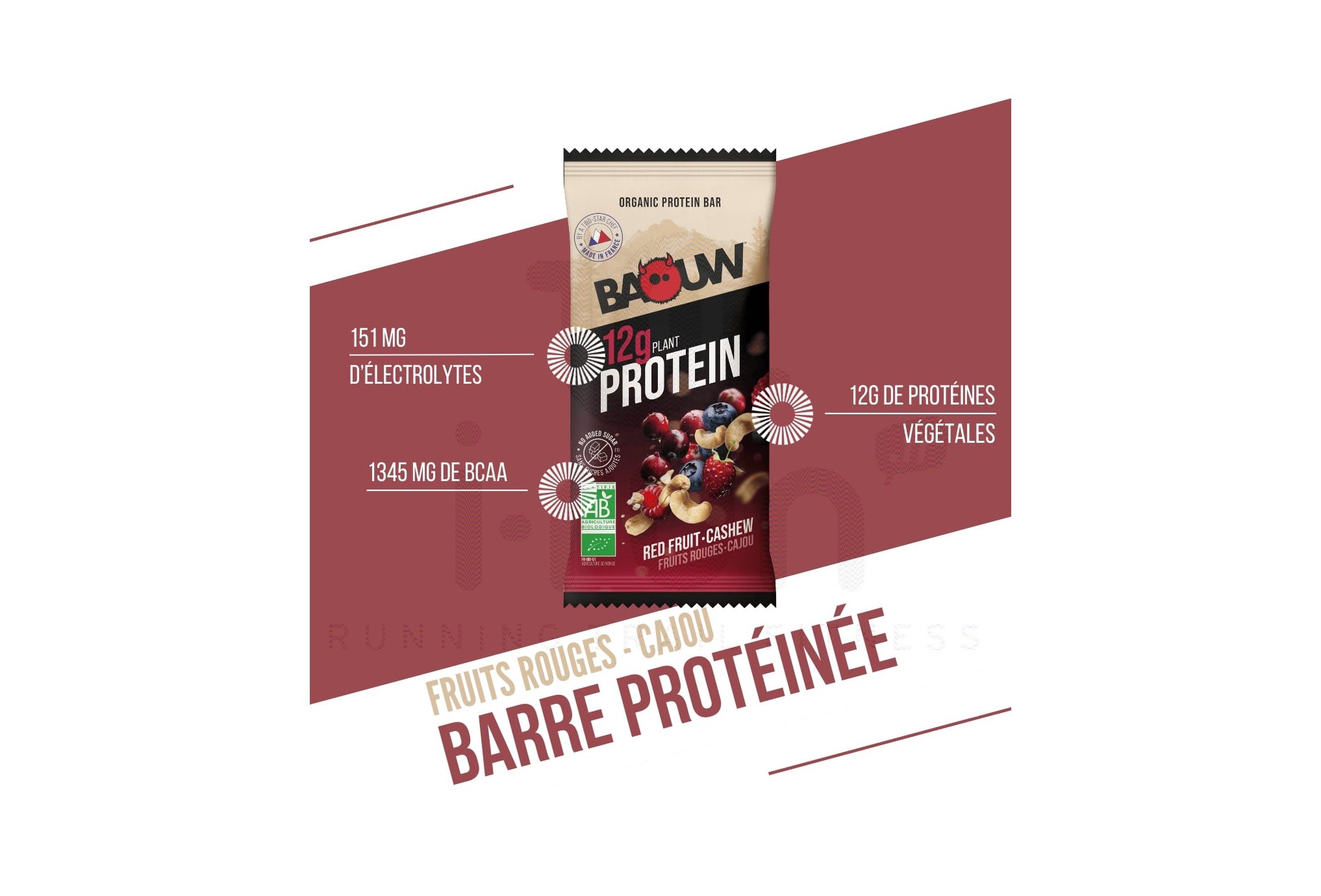 Baouw Organic protein bar red fruits cashew