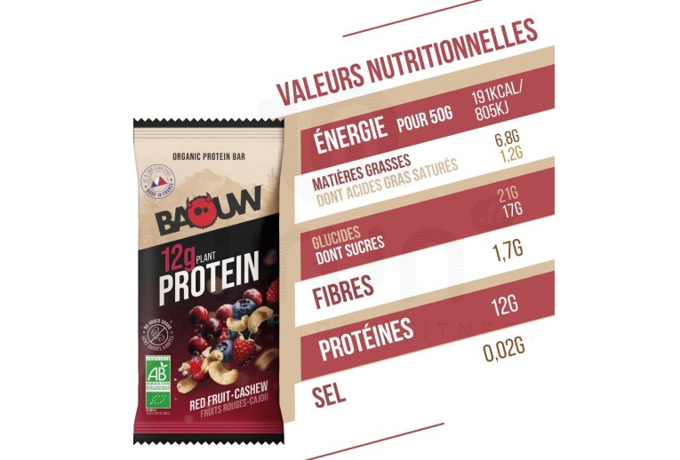 Baouw Barre prot�in�e bio fruits rouges cajou
