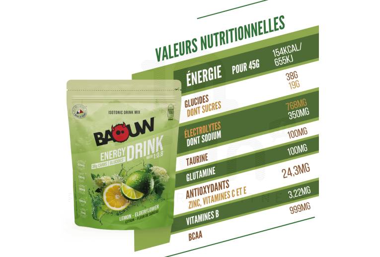 Baouw Boisson isotonique Citron - Fleur de sureau 585 g