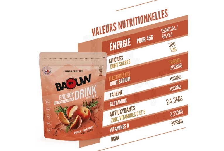 Baouw Boisson isotonique P�che - Romarin 585 g