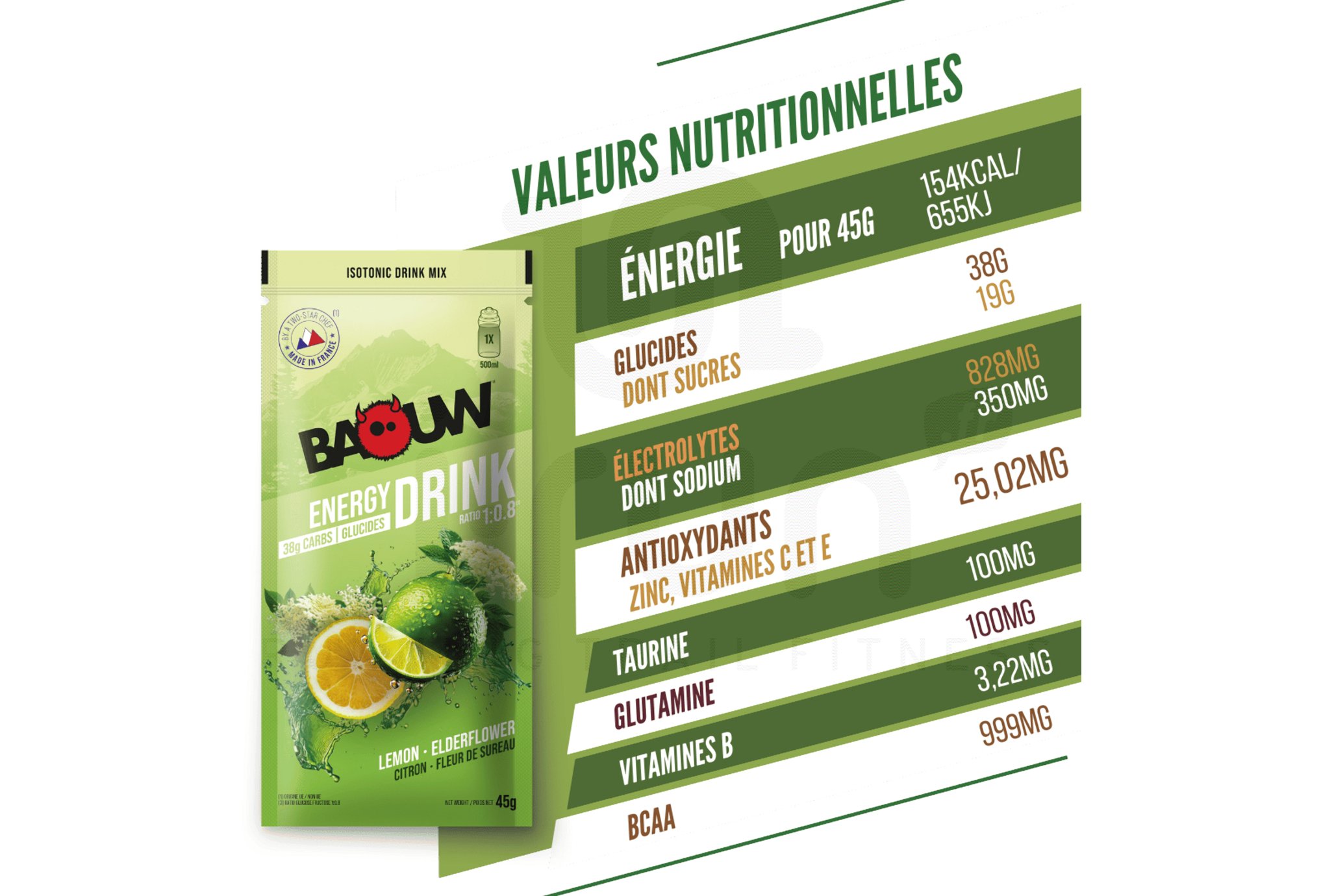 Baouw Isotonic drink Lemon - Elderflower 45 g