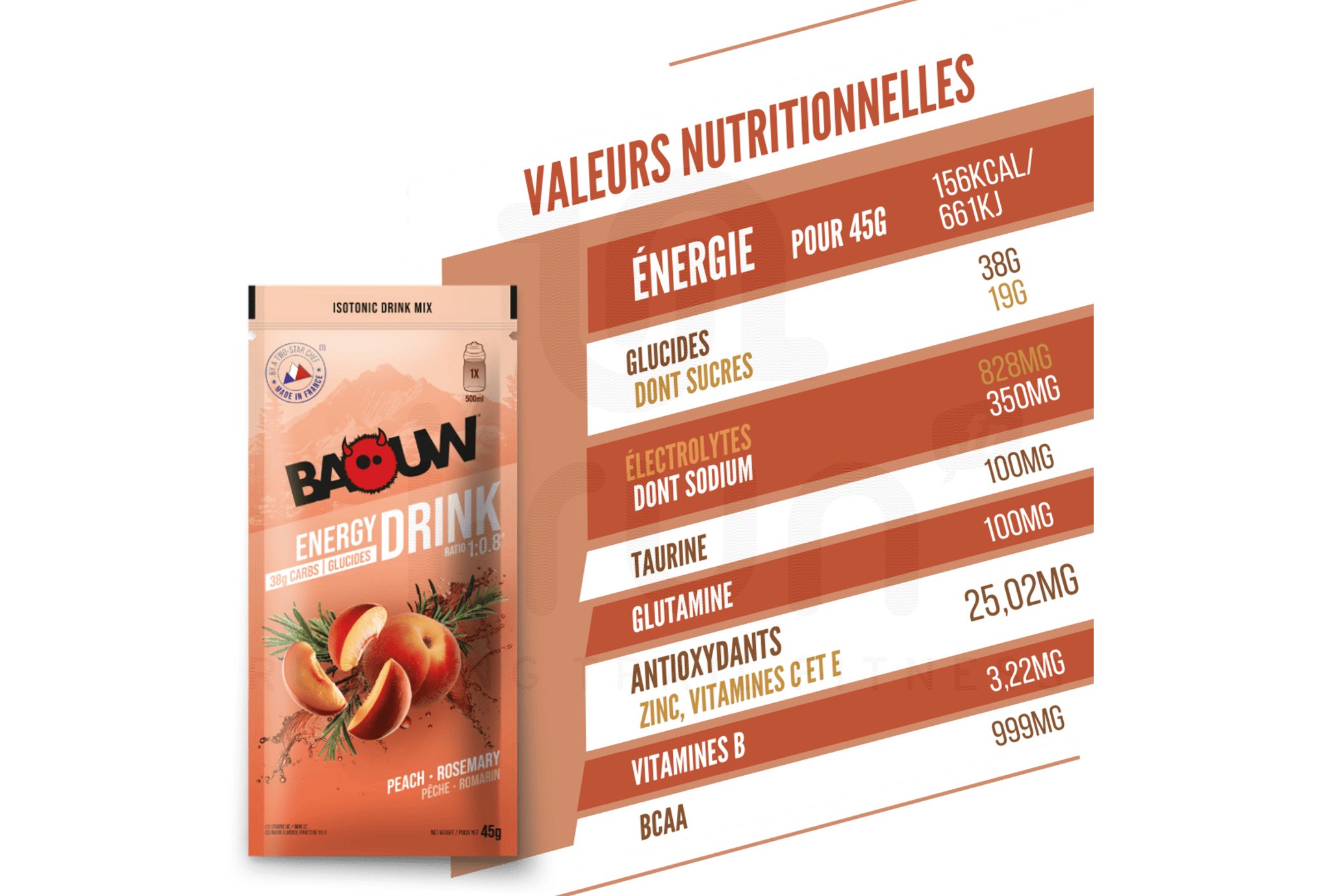 Baouw Isotonic drink Peach - Rosemary 45 g