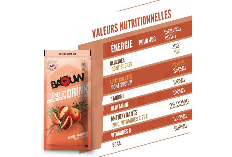 Baouw Boisson isotonique P�che - Romarin 45 g