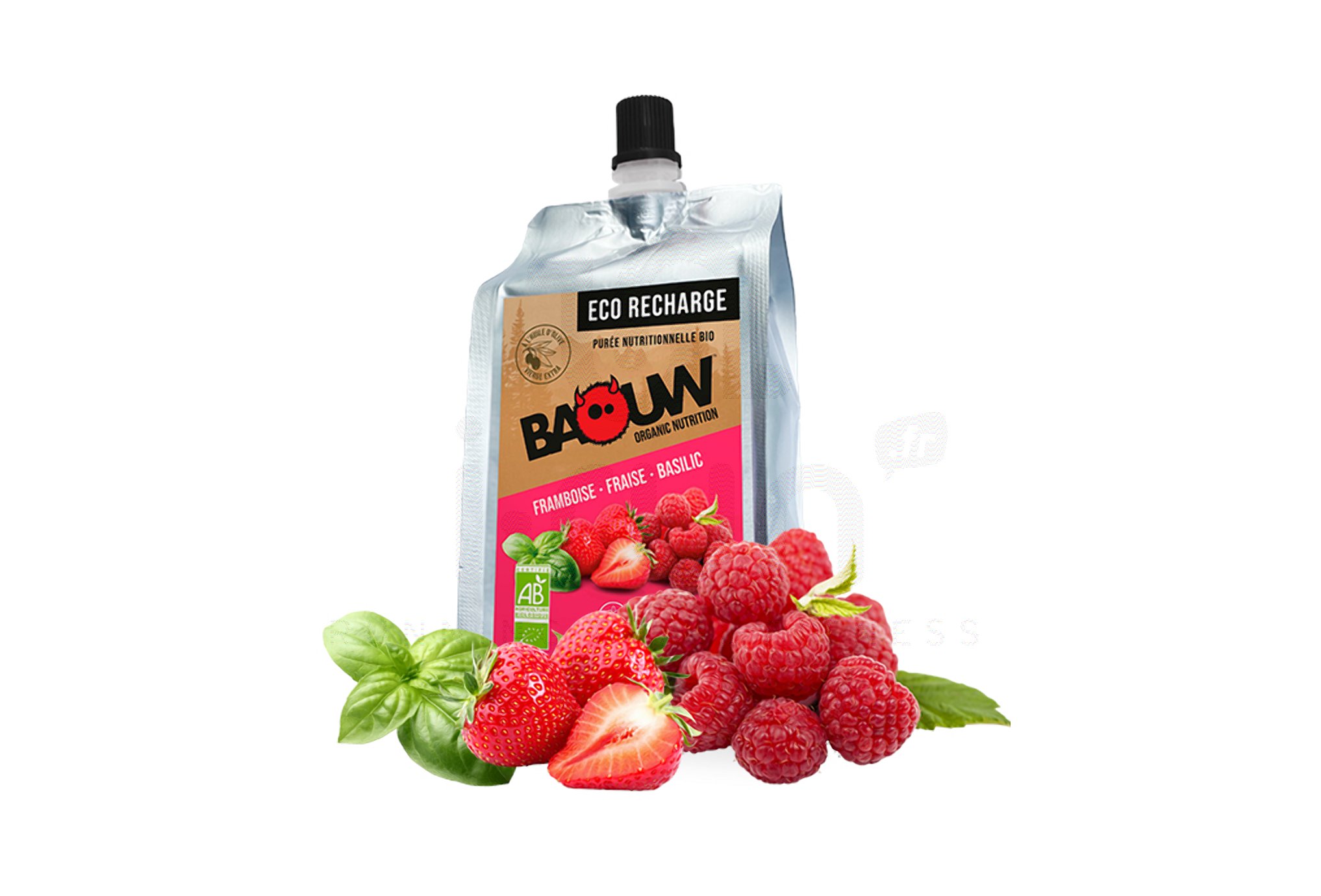 Baouw Eco recharge XXL pur�e nutritionnelle bio - Framboise - Fraise - Basilic