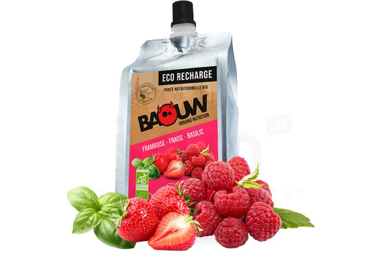 Baouw Eco recharge XXL pur�e nutritionnelle bio - Framboise - Fraise - Basilic 