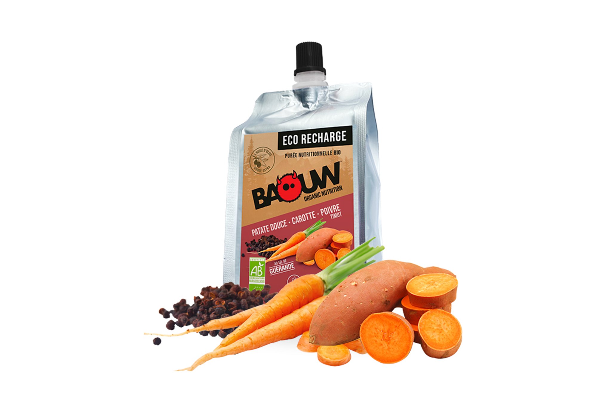 Baouw Eco recharge XXL pur�e nutritionnelle bio - Patate douce - Carotte - Poivre Timut