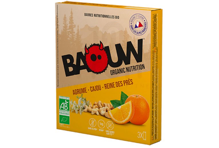 Baouw �tui 3 barres nutritionnelles bio - Agrume - Cajou - Reine des pr�s 