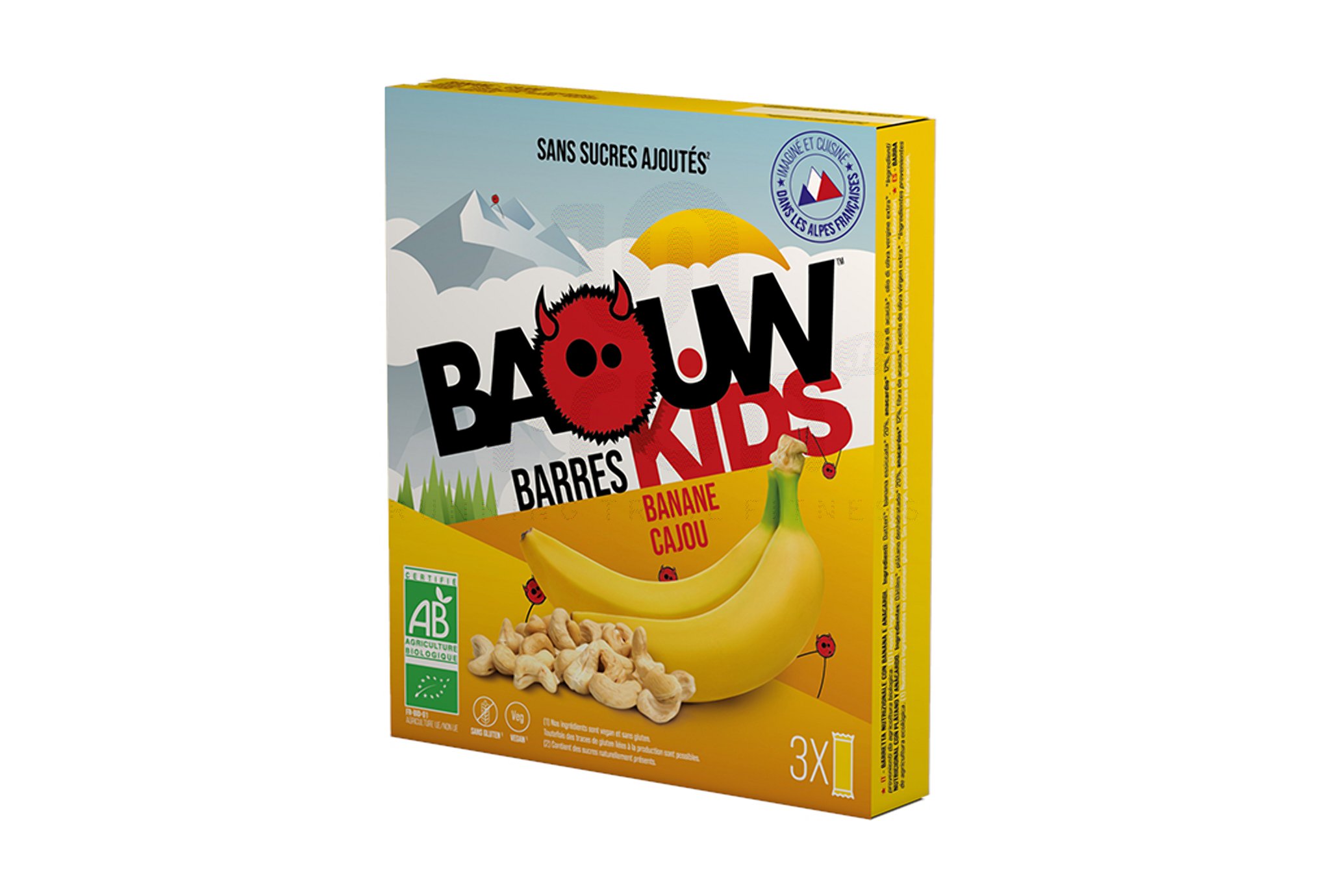 Baouw �tui 3 barres nutritionnelles bio - Banane - Cajou - KIDS