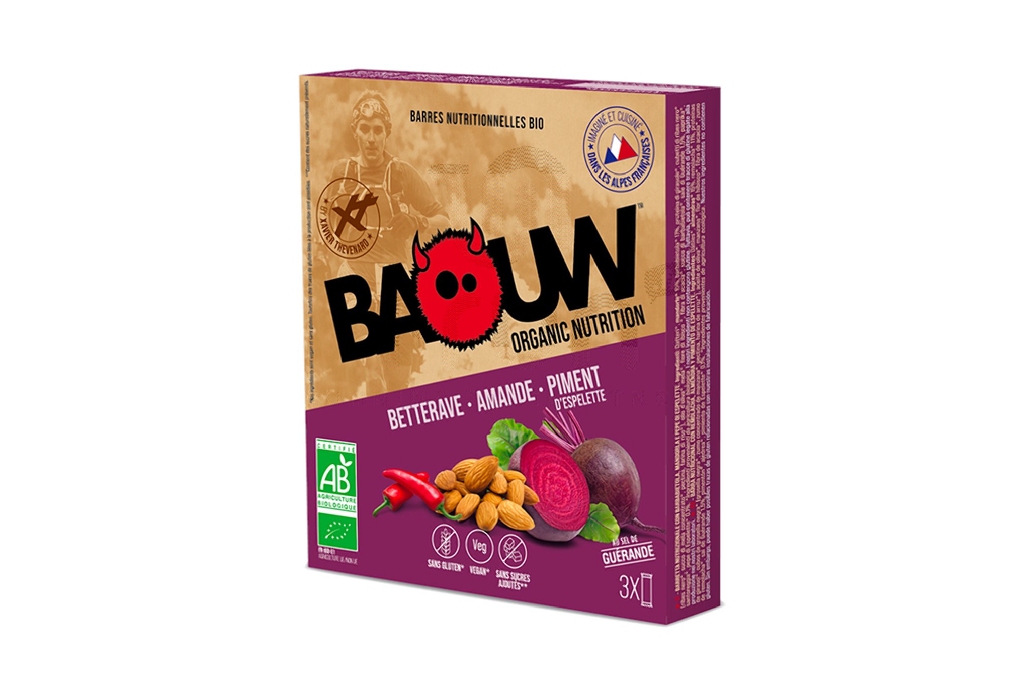 Baouw �tui 3 barres nutritionnelles bio - Betterave - Amande - Piment d