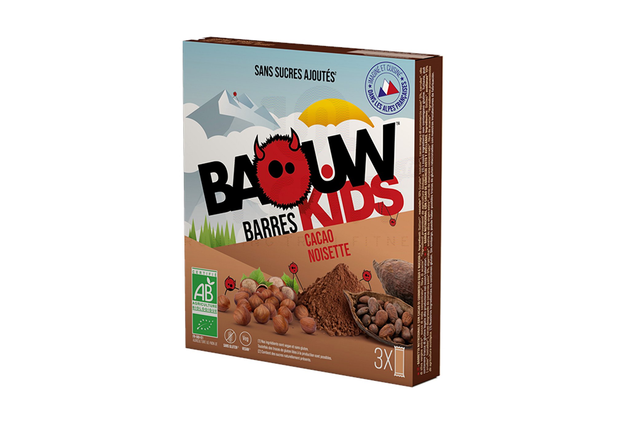 Baouw �tui 3 barres nutritionnelles bio - Cacao - Noisette - KIDS