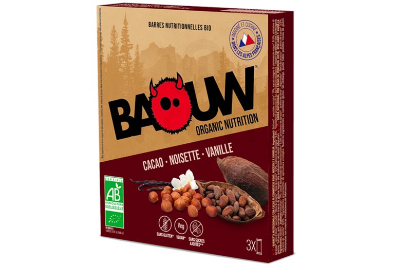 Baouw �tui 3 barres nutritionnelles bio - Cacao - Noisette - Vanille