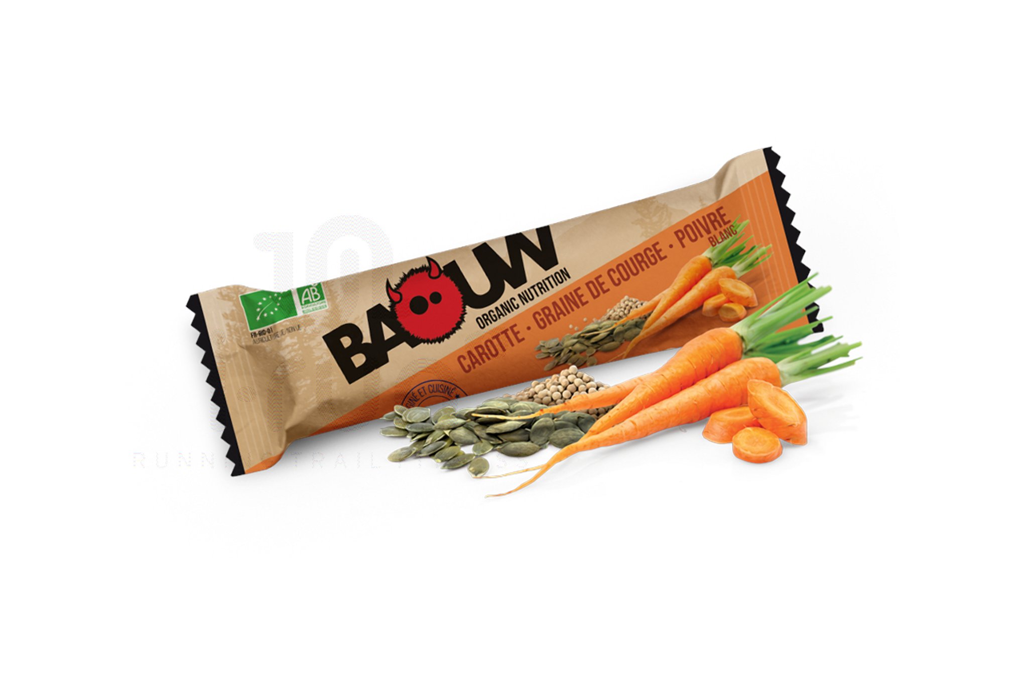 Baouw �tui 3 barres nutritionnelles bio - Carotte - Graine de courge - Poivre blanc
