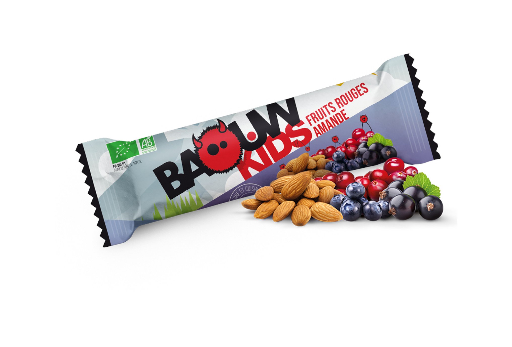 Baouw �tui 3 barres nutritionnelles bio - Fruits rouges - Amande - KIDS