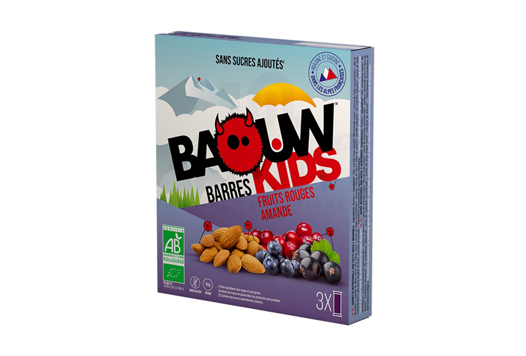 Baouw �tui 3 barres nutritionnelles bio - Fruits rouges - Amande - KIDS