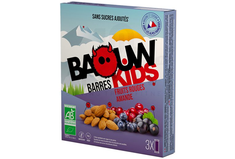 Baouw �tui 3 barres nutritionnelles bio - Fruits rouges - Amande - KIDS
