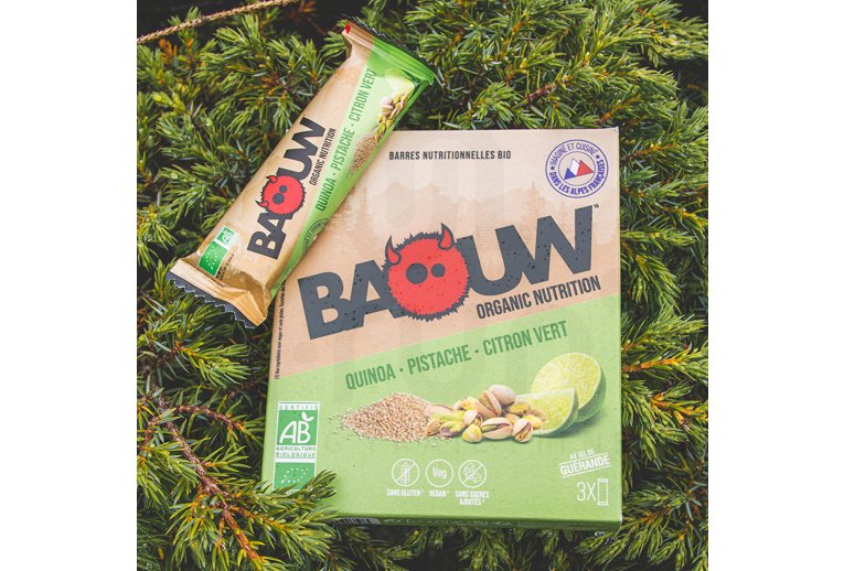 Baouw �tui 3 barres nutritionnelles bio - Quinoa - Pistache - Citron vert 
