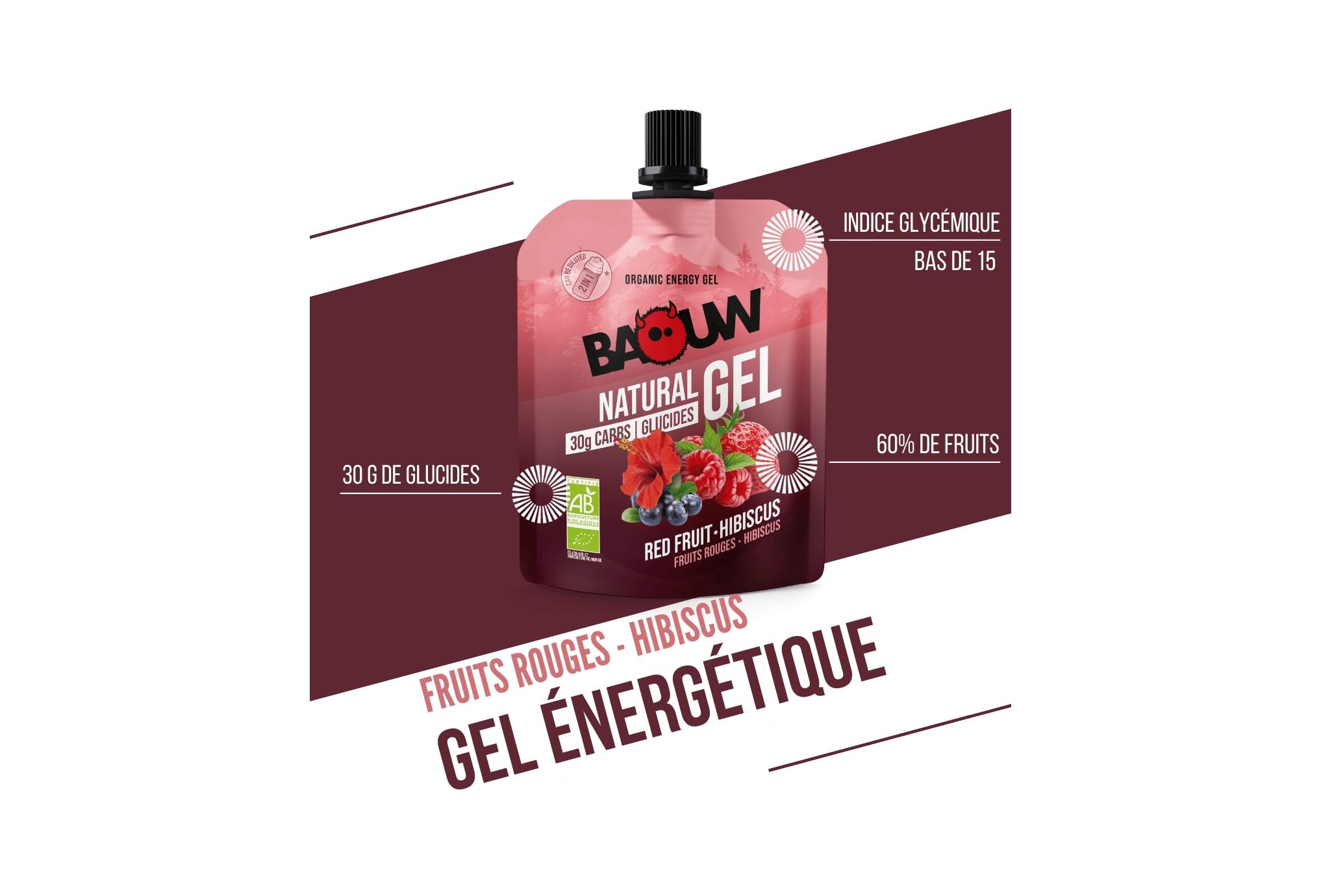 Baouw Organic natural gel - Red fruits - Hibiscus