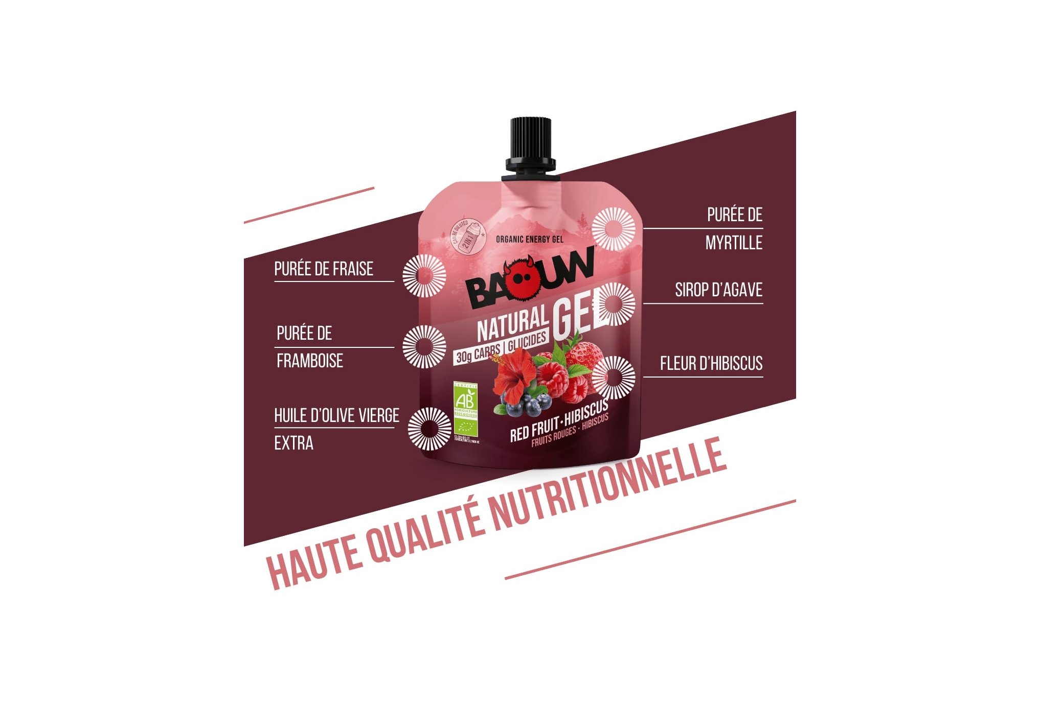 Baouw Organic natural gel - Red fruits - Hibiscus