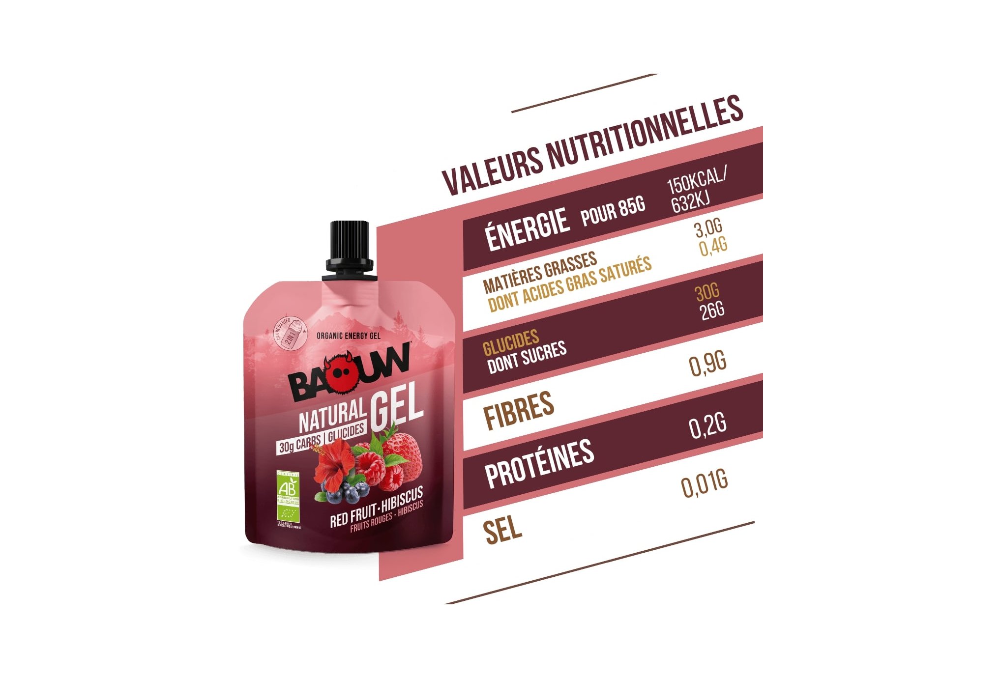 Baouw Organic natural gel - Red fruits - Hibiscus