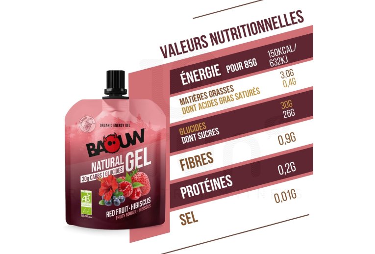 Baouw Gel naturel bio - Fruits rouges - Hibiscus 