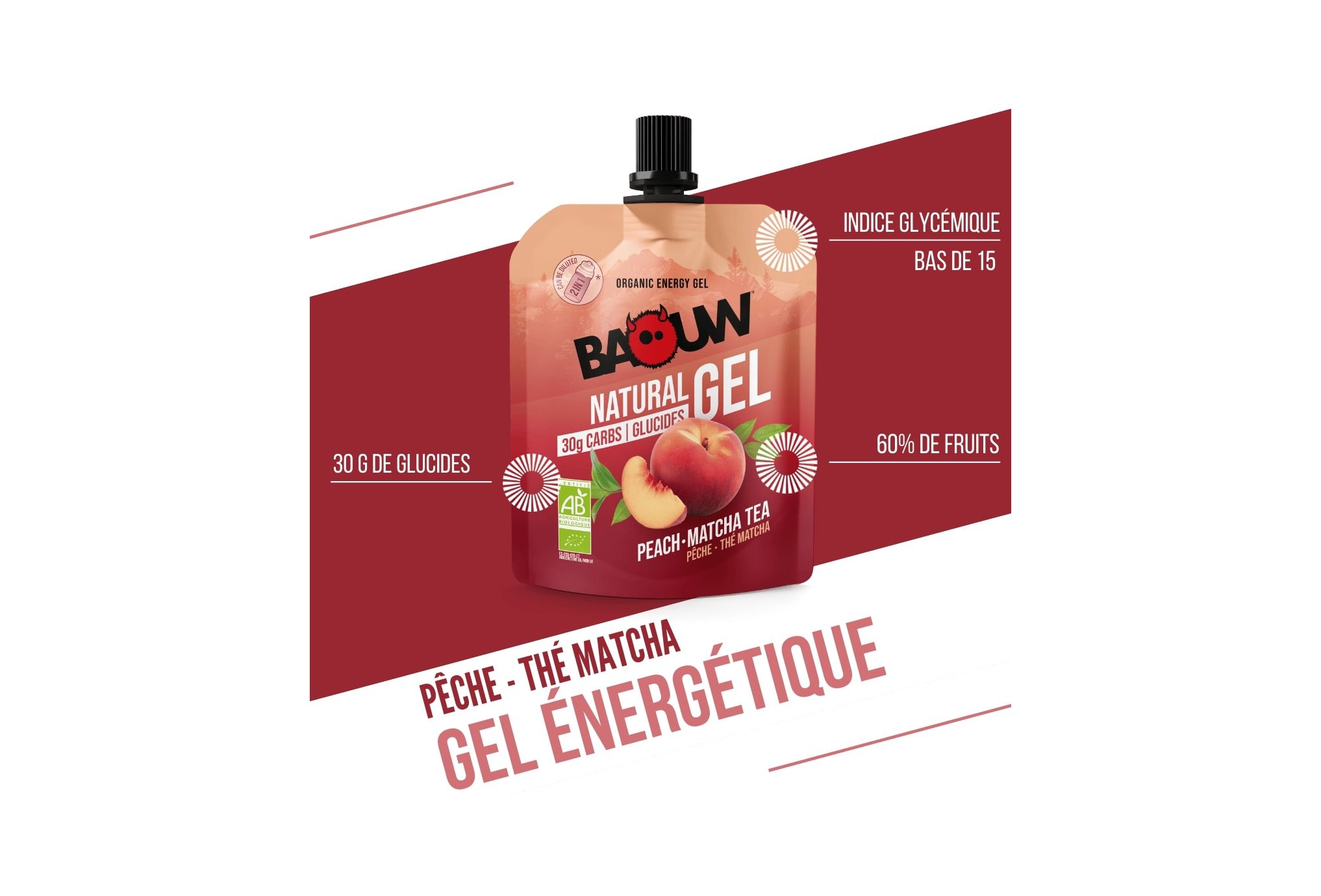 Baouw Organic natural gel - Peach - Matcha tea