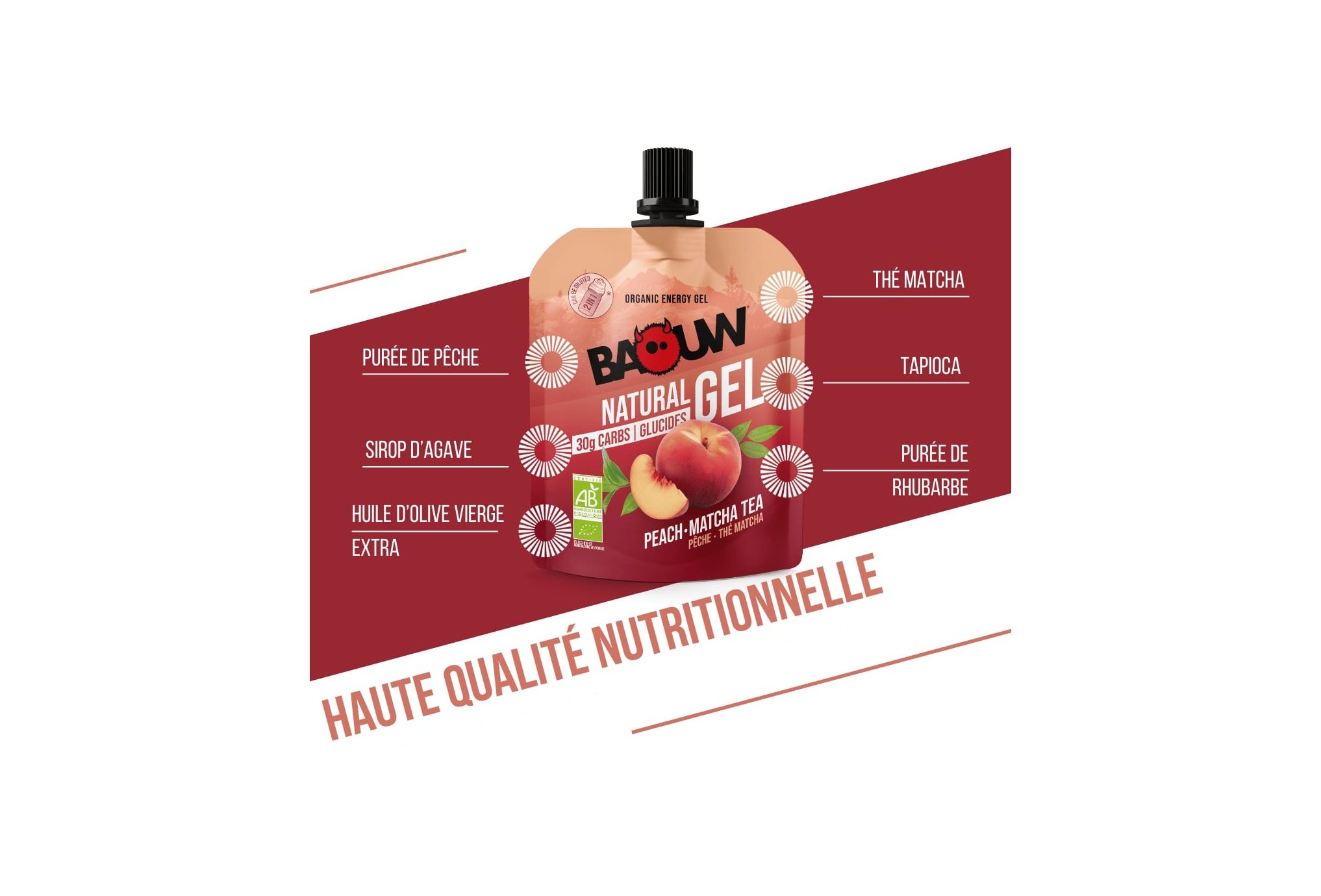 Baouw Organic natural gel - Peach - Matcha tea