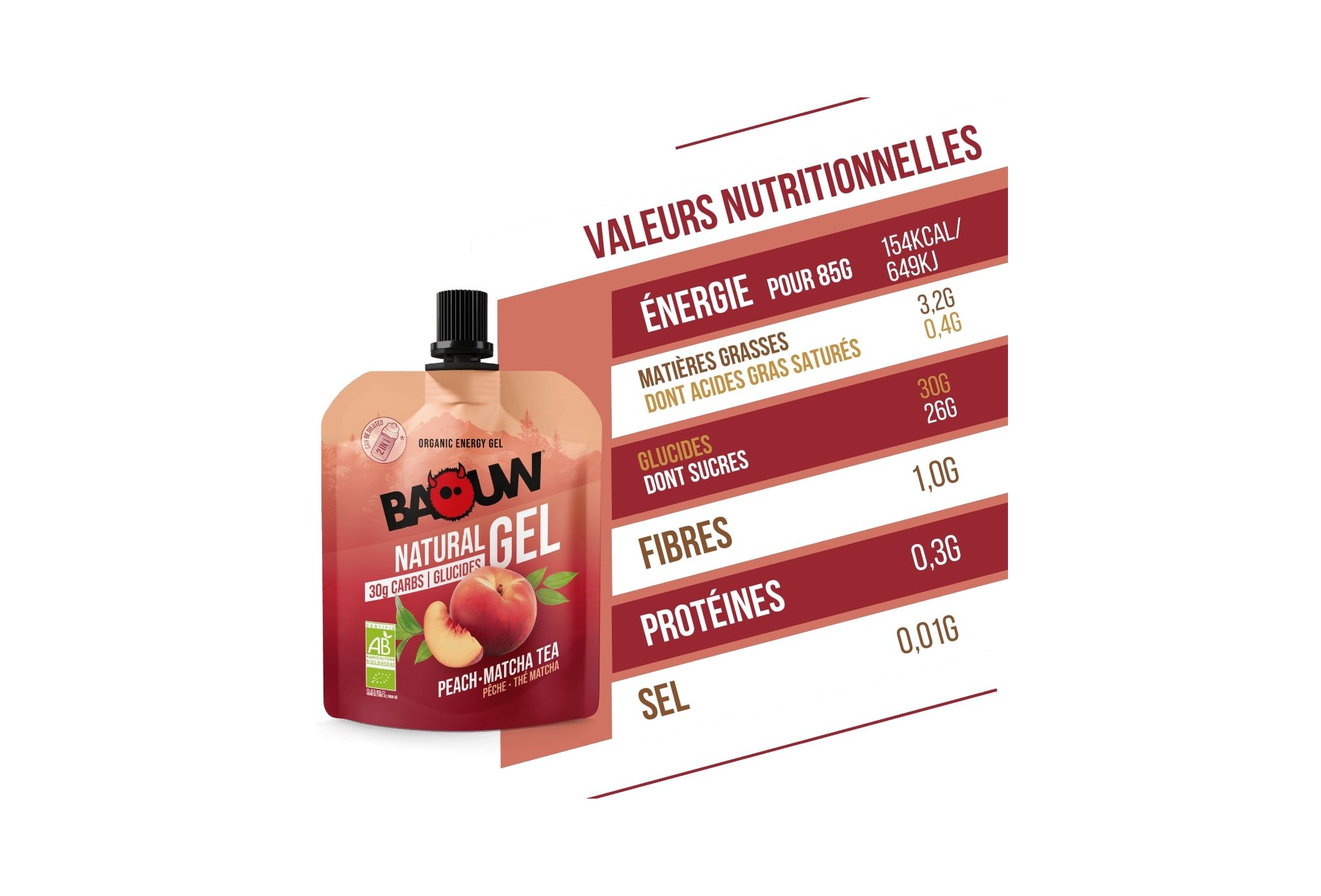 Baouw Organic natural gel - Peach - Matcha tea