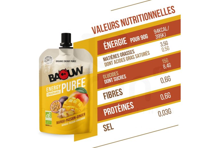 Baouw Pur�e �nerg�tique Bio Mangue - Passion - Gingembre